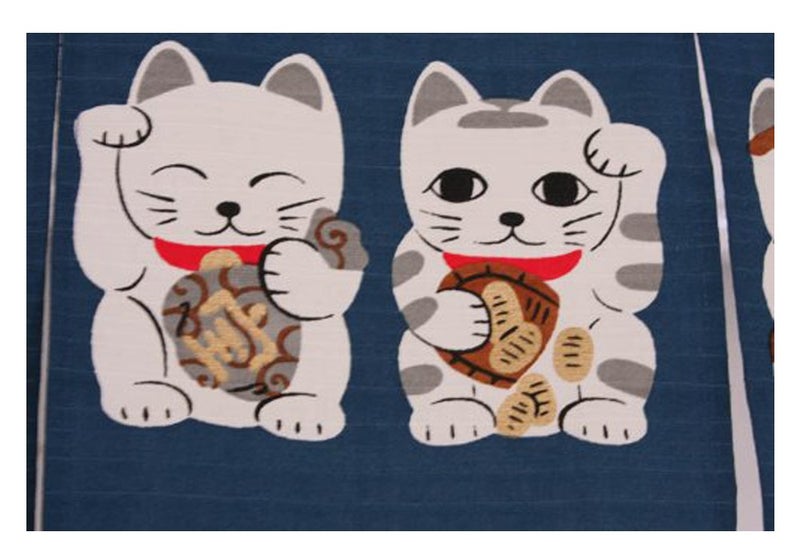 NARUMI é¸£æµ· Noren (Japanese Curtain) Seven Beckoning Cat/Maneki Neko 17-507 85Ã—30cm from Japan - Image 5